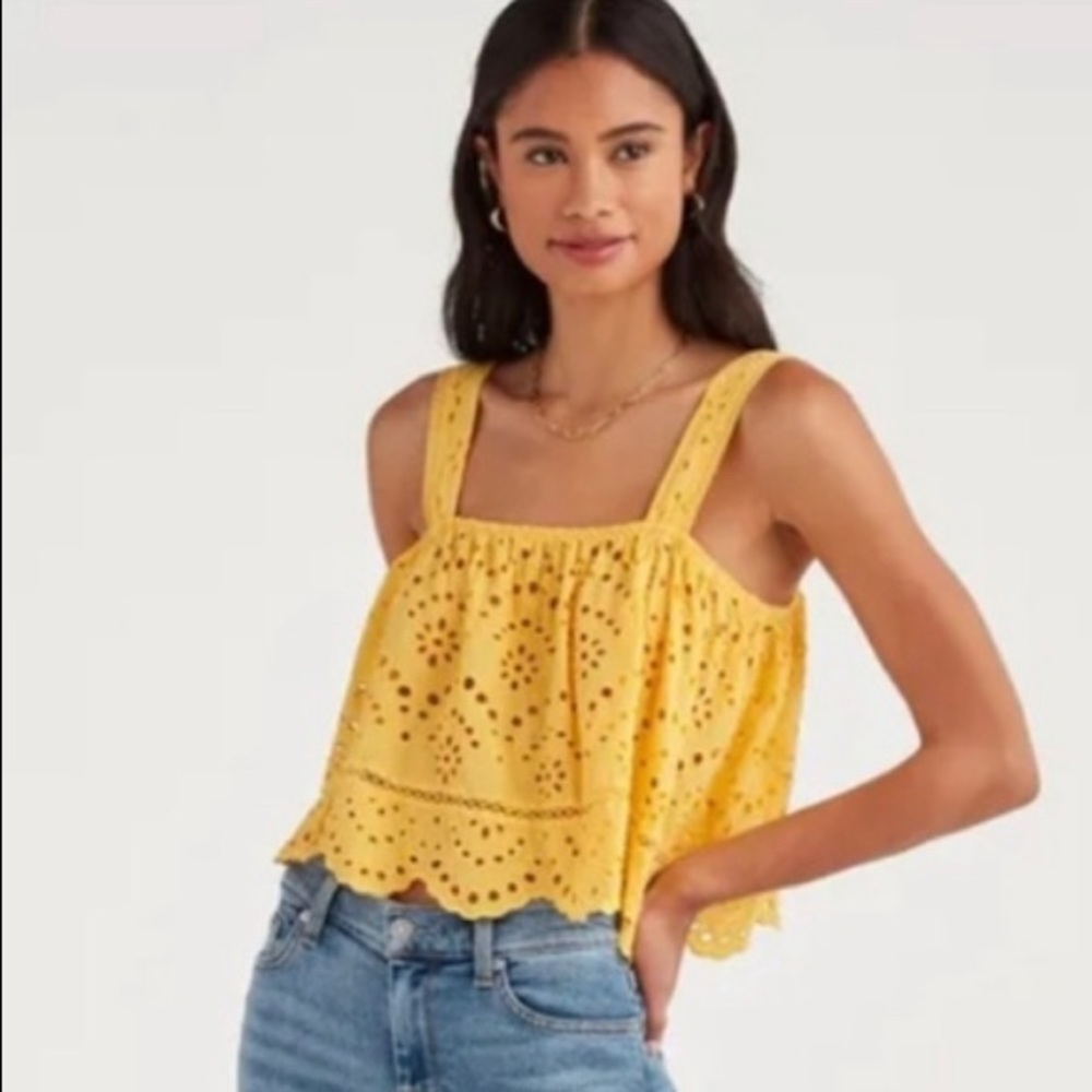7 For All Mankind Eyelet Tank Top Yellow Boho